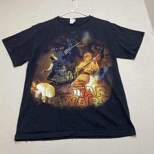 Vintage Star Wars T Shirt Mens Medium Black Rock Band Concert Music Adult Y2K